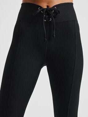 Year of Ours x Bandier Black Ribbed Football Leggings